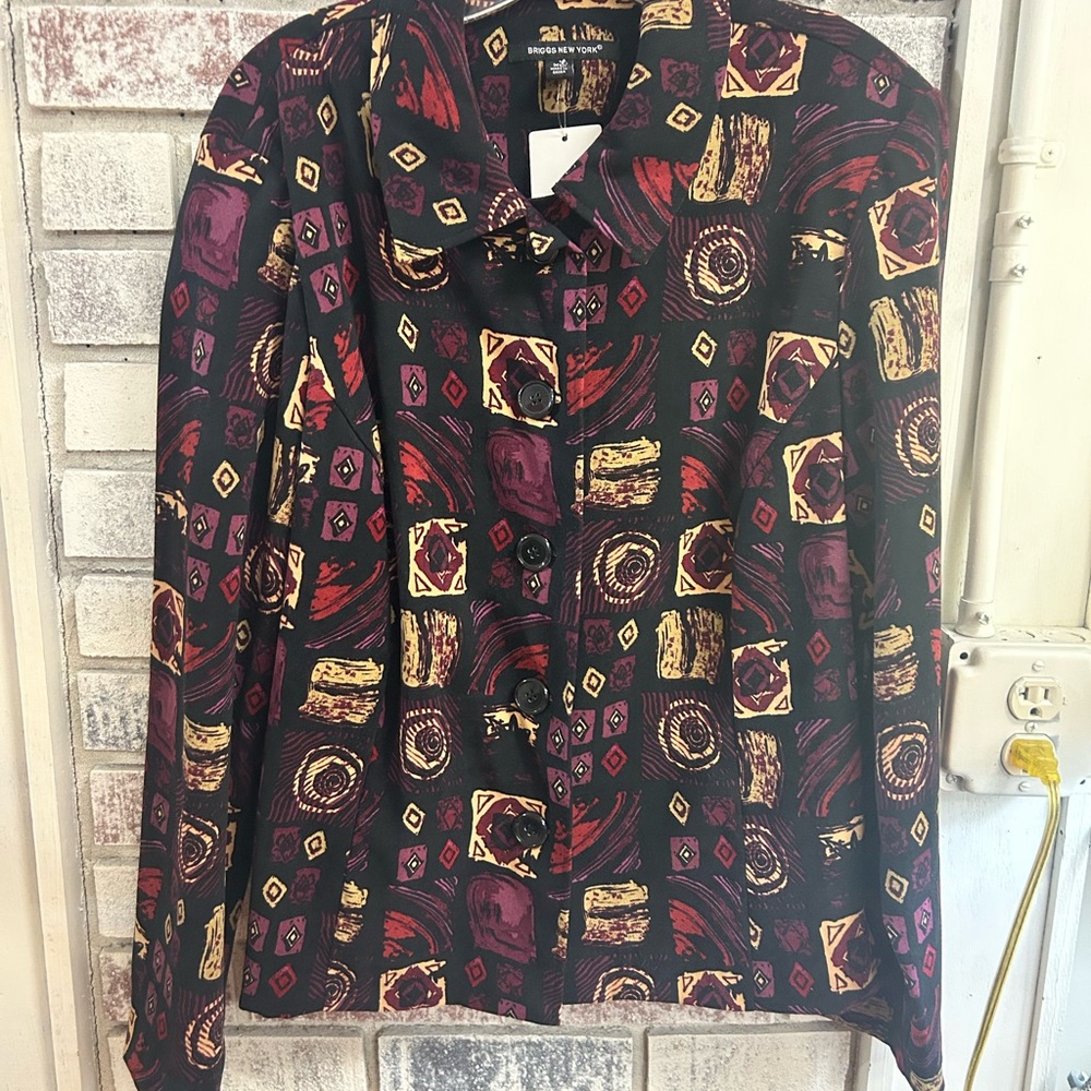 🛍️ Briggs New York Ladies size Xl Maroon black floral Blazer